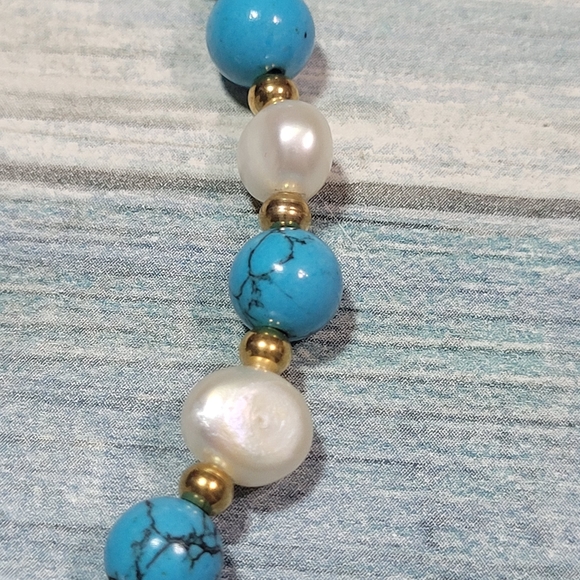 Pearls and Turquoise Necklace. - Picture 4 of 7